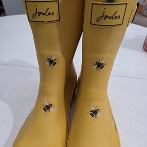 Joules Yellow Bee Print Rain Boots